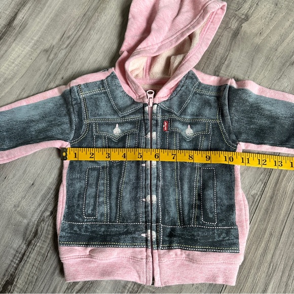 NWT Levis Baby Pink & Blue Jean Jacket Look Zipper Hoodie . Size 12 months - Picture 5 of 11